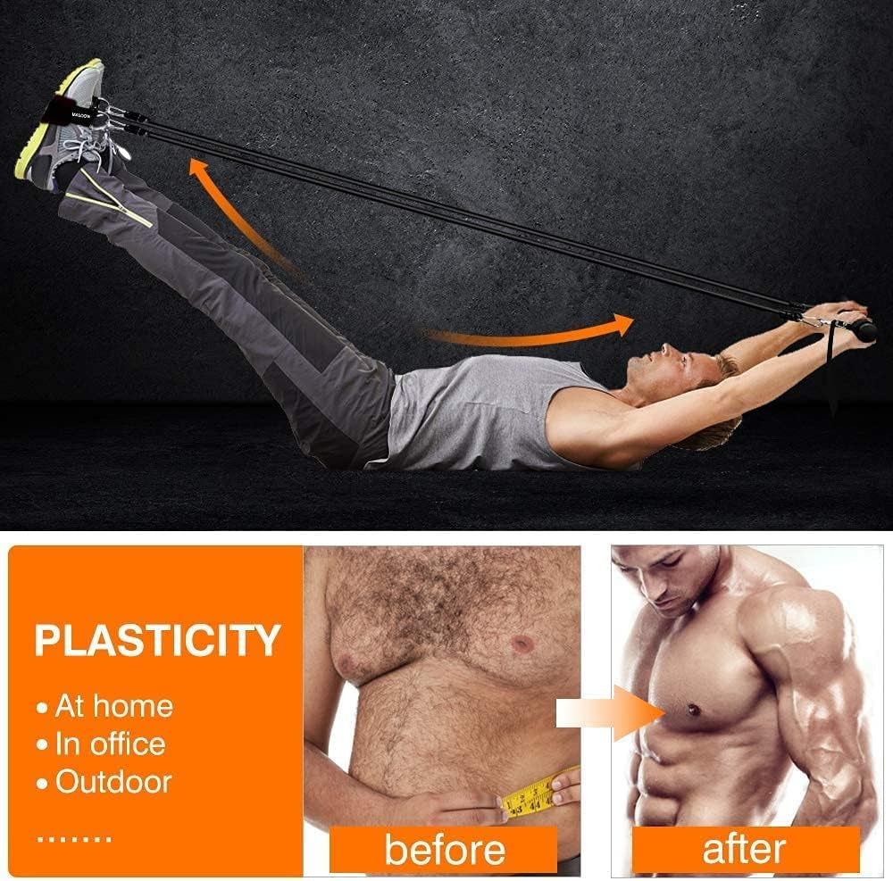 Adjustable Pilates Bar Kit with Resistance Bands,Portable Yoga Exercise Sticks&2 Sets Stackable Resistance Bands for Toning Muscle,Legs,Butt.Stretched Fusion Pilates Home Gym,Full Body Workout