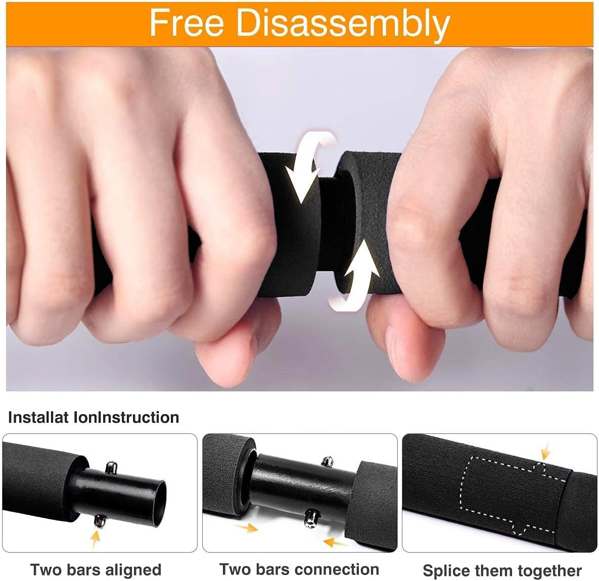 Adjustable Pilates Bar Kit with Resistance Bands,Portable Yoga Exercise Sticks&2 Sets Stackable Resistance Bands for Toning Muscle,Legs,Butt.Stretched Fusion Pilates Home Gym,Full Body Workout