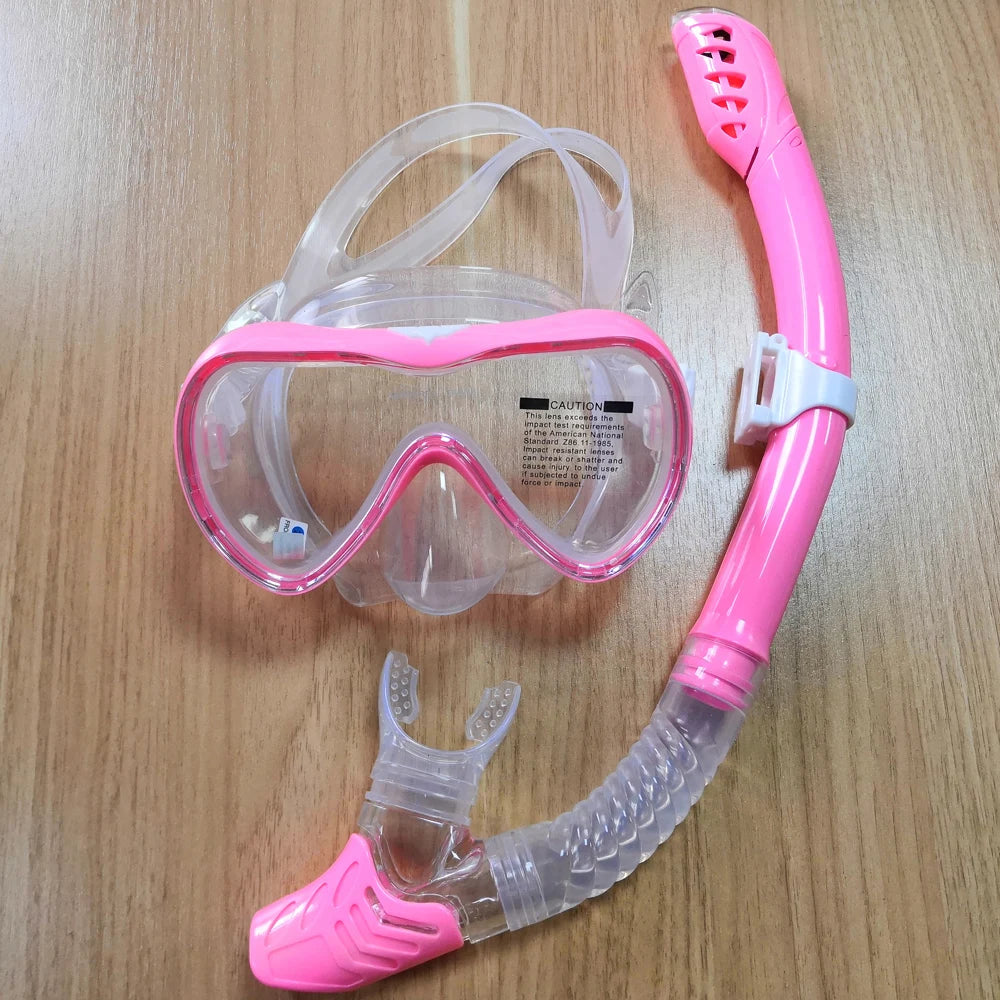 Dry Snorkel Set Diving Mask Anti-Leak Anti-Fog Tempered Glass Lens Adjustable Snorkeling Set Scuba Diving Swimming Snorkel Kit