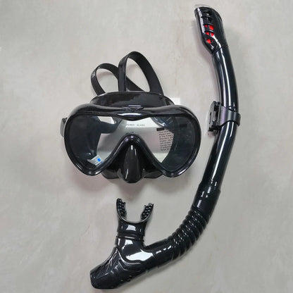 Dry Snorkel Set Diving Mask Anti-Leak Anti-Fog Tempered Glass Lens Adjustable Snorkeling Set Scuba Diving Swimming Snorkel Kit