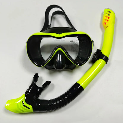 Dry Snorkel Set Diving Mask Anti-Leak Anti-Fog Tempered Glass Lens Adjustable Snorkeling Set Scuba Diving Swimming Snorkel Kit